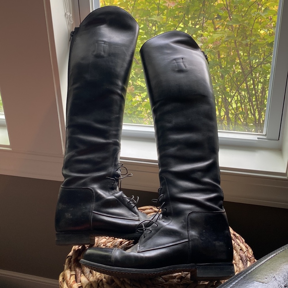 Custom Dehner tall black Field Boots, @9.5 foot